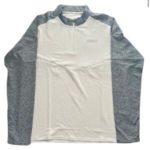Raw Gear Men’s White and Gray L/S Quarter Zip Shirt with Zip Pocket. XL. NWT!